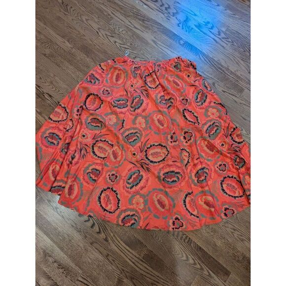 CHRISTIAN SIRIANO New York Multicolr Tropical Print Orange Maxi Full Skirt L NWT - Picture 2 of 4